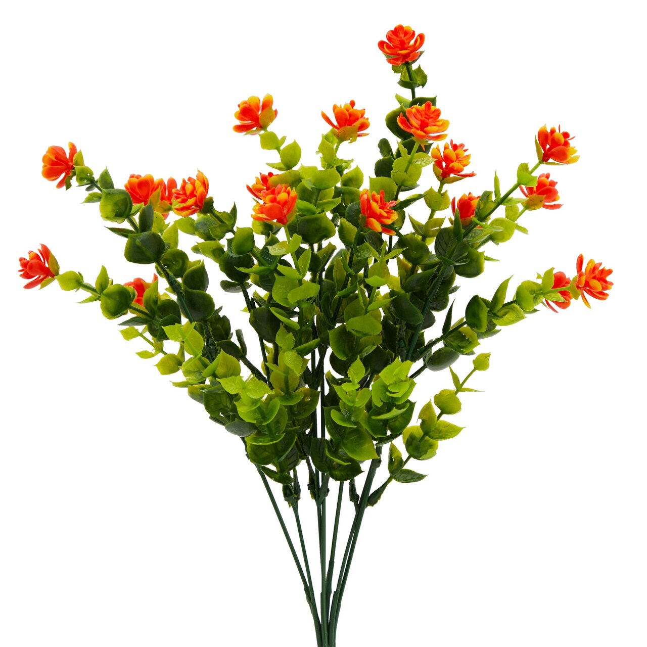 Artificial Flowers for Outdoors, Fake Orange Bouquets for Decoration (14x6 In, 6 Pack)